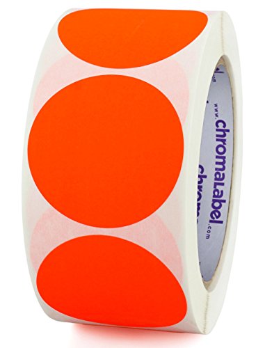 ChromaLabel - Klebepunkte zur Kennzeichnung - farbig - 5,1 cm (2“) Durchmesser - 500 Stück pro Rolle - Neon-Rotorange von ChromaLabel