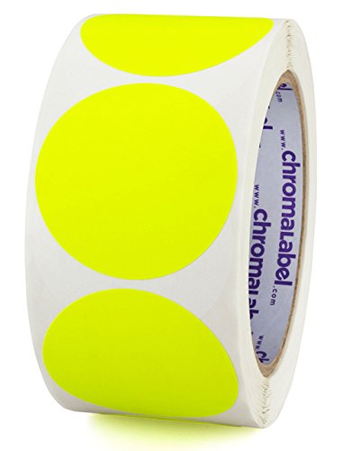 ChromaLabel - Klebepunkte zur Kennzeichnung - farbig - 5,1 cm (2“) Durchmesser - 500 Stück pro Rolle - Neongelb von ChromaLabel