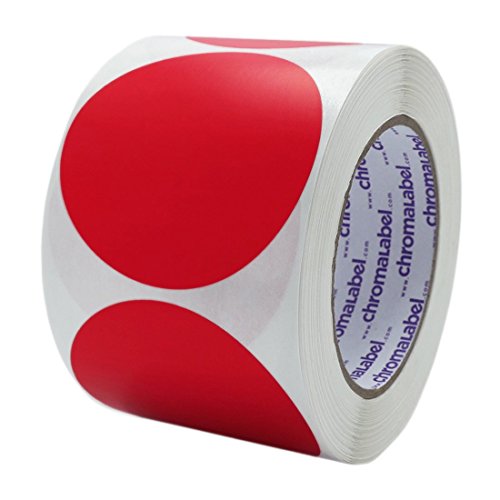 ChromaLabel - Klebepunkte zur Kennzeichnung - farbig - 7,6 cm (3“) Durchmesser - 500 Stück pro Rolle - Rot von ChromaLabel