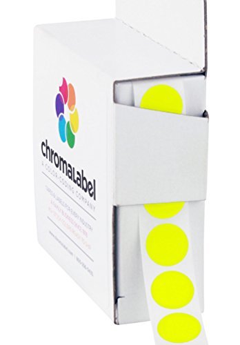 ChromaLabel - Klebepunkte zur Kennzeichnung - versehen mit Permanentkleber - farbig - 1,3 cm (1/2“) Durchmesser - 1000 Stück pro Spenderbox - Neongelb von ChromaLabel