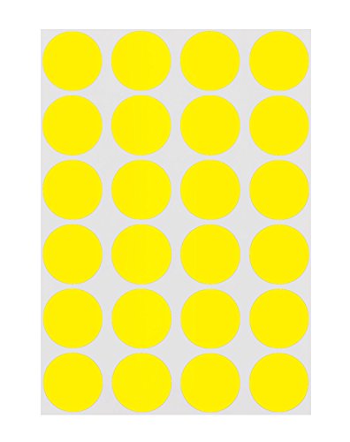 ChromaLabel - Klebepunkte zur Kennzeichnung - versehen mit Permanentkleber - farbig - 1,9 cm (3/4“) Durchmesser - 1008 Stück - 24 Aufkleber pro Blatt - Gelb von ChromaLabel