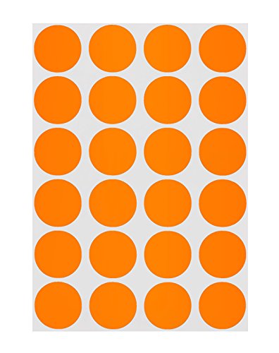 ChromaLabel - Klebepunkte zur Kennzeichnung - versehen mit Permanentkleber - farbig - 1,9 cm (3/4“) Durchmesser - 1008 Stück - 24 Aufkleber pro Blatt - Orange von ChromaLabel