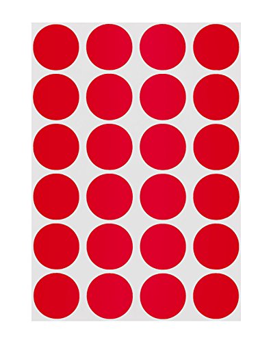 ChromaLabel - Klebepunkte zur Kennzeichnung - versehen mit Permanentkleber - farbig - 1,9 cm (3/4“) Durchmesser - 1008 Stück - 24 Aufkleber pro Blatt - Rot von ChromaLabel