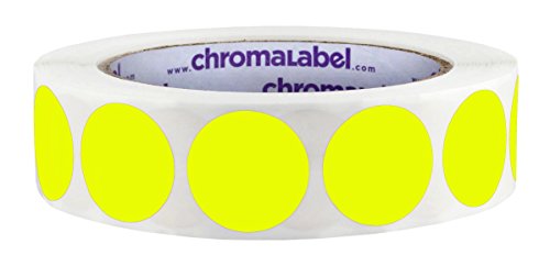 ChromaLabel - Klebepunkte zur Kennzeichnung - versehen mit Permanentkleber - farbig - 2,5 cm (1“) Durchmesser - 1000 Stück pro Rolle - Neongelb von ChromaLabel