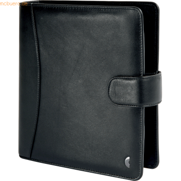 Chronoplan Kalender-Ringbuch A5 Compact Standard Leder schwarz von Chronoplan