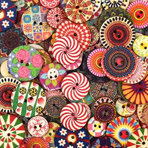 100 Stück Bunte Knöpfe Retro Harz Holzknöpfe Gemischte Rund Puppenknöpfe Nähen Knöpfe Blume Malerei Geometrishes Muster Kinderknöpfe mit 2 Löcher für Nähen DIY Basteln Handwerk Deko 20 mm 100 Stück Bunte Knöpfe Retro Harz Holzknöpfe Gemischte Rund Puppenknöpfe Nähen Knöpfe Blume Malerei Geometrishes Muster Kinderknöpfe mit 2 Löcher für Nähen DIY Basteln Handwerk Deko 20 mm von Chstarina