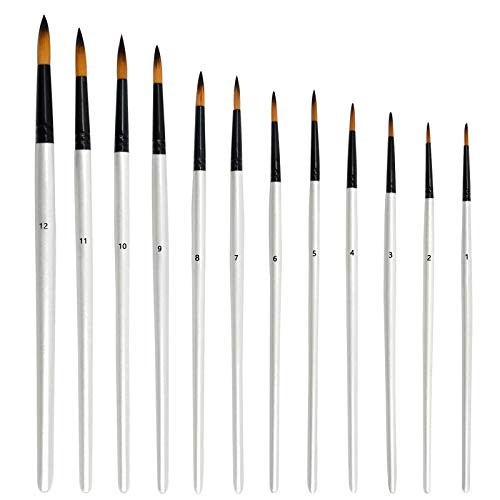 Chstarin 12Pcs Pinselset Malen, Acrylfarben Pinselset, Malpinsel, Malpinsel Rund, Professionelle Künstlerpinsel, Nylon Künstler Pinsel Set für Acryl, Aquarell, Ölfarben, Nageldesign, Weiß Chstarin 12Pcs Pinselset Malen, Acrylfarben Pinselset, Malpinsel, Malpinsel Rund, Professionelle Künstlerpinsel, Nylon Künstler Pinsel Set für Acryl, Aquarell, Ölfarben, Nageldesign, Weiß von Chstarina
