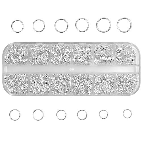 Chstarina 1100Pcs Biegeringe Offene, 4mm 5mm 6mm 7mm 8mm 10mm Offene Ringe Springen, Spaltringe Metall Kettenringe Verbindungsringe für Schmuckherstellung, Halskette, Armband, Schmuckzubehör (Silber) Chstarina 1100Pcs Biegeringe Offene, 4mm 5mm 6mm 7mm 8mm 10mm Offene Ringe Springen, Spaltringe Metall Kettenringe Verbindungsringe für Schmuckherstellung, Halskette, Armband, Schmuckzubehör (Silber) von Chstarina
