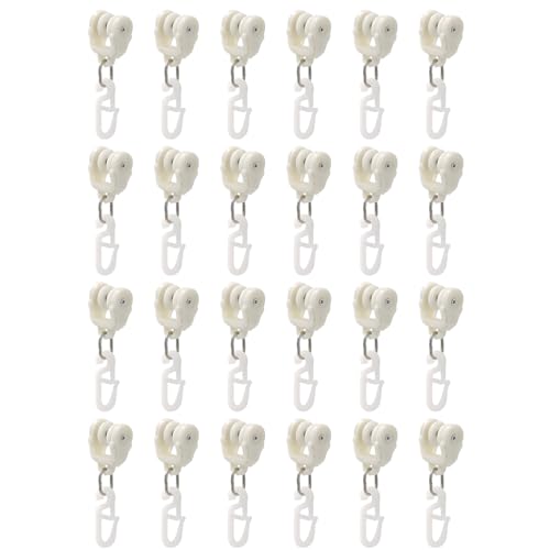 Chstarina 24 Sätze Vorhanghaken mit Rollen, Gardinenhaken mit Rollen, Vorhangrollen mit Zwei Rädern, Vorhangschiene Gleitrollen mit Haken, Gardinenstangen Rollen, T-Rollen mit Faltenhaken Kunststoff Chstarina 24 Sätze Vorhanghaken mit Rollen, Gardinenhaken mit Rollen, Vorhangrollen mit Zwei Rädern, Vorhangschiene Gleitrollen mit Haken, Gardinenstangen Rollen, T-Rollen mit Faltenhaken Kunststoff von Chstarina