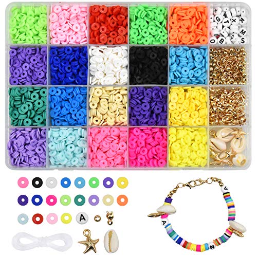 Chstarina 4000 Stück Polymer Clay Perlen Set, Schmuck Selber Machen Set, Perlen zum Auffädeln Kinder, Schmuckherstellung Werkzeuge Kit für DIY Armbänder Halskette Ohrring Craft - 20 Farben von Chstarina