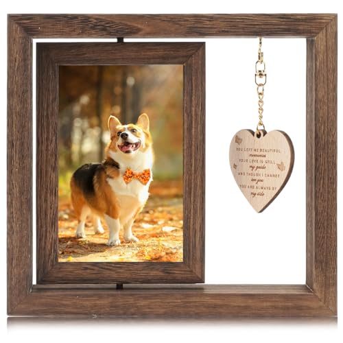 Chstarina Gedenk-Bilderrahmen, Drehbare Fotorahmen, Bilderrahmen Holz mit Herz, 15 x 10 cm, Erinnerung Bilderrahmen Hund, Rotierender Bilderrahmen für Hund Katze, Büro und Zuhause Deko Chstarina Gedenk-Bilderrahmen, Drehbare Fotorahmen, Bilderrahmen Holz mit Herz, 15 x 10 cm, Erinnerung Bilderrahmen Hund, Rotierender Bilderrahmen für Hund Katze, Büro und Zuhause Deko von Chstarina