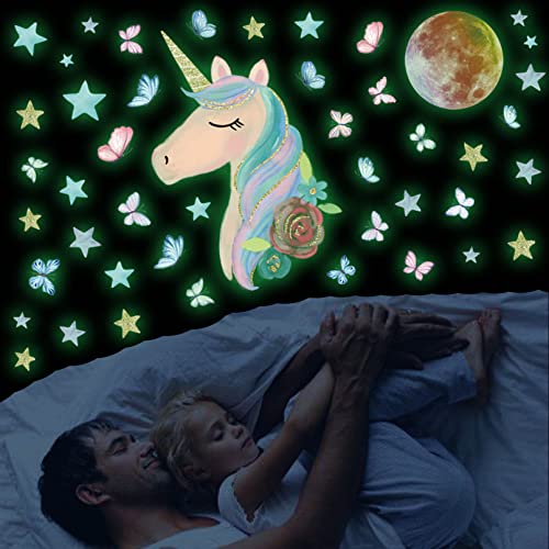 Wandsticker Kinderzimmer Einhorn, Wandtattoo Kinderzimmer Mädchen, Leuchtender Wandaufkleber, Leucht Wandtattoo Schmetterlinge, Leuchtsterne Selbstklebend, Leuchtaufkleber Wandbild für Jugendzimmer Wandsticker Kinderzimmer Einhorn, Wandtattoo Kinderzimmer Mädchen, Leuchtender Wandaufkleber, Leucht Wandtattoo Schmetterlinge, Leuchtsterne Selbstklebend, Leuchtaufkleber Wandbild für Jugendzimmer von Chuainxin