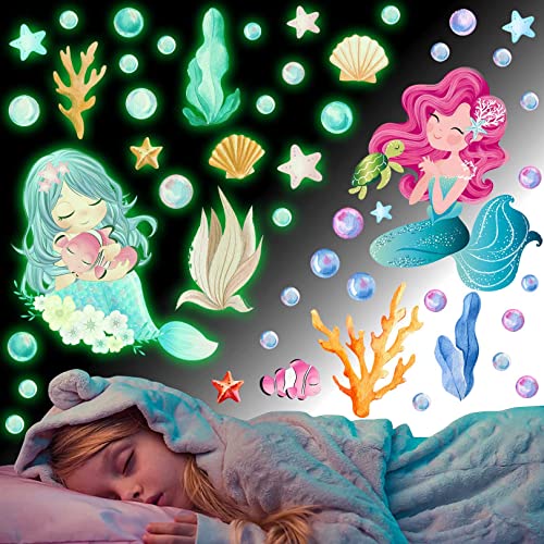 Wandsticker Kinderzimmer Mädchen, Meerjungfrau Wandtattoo Mädchenzimmer, Leuchtender Wandaufkleber Meer Fische, Unterwasserwelt Leuchtsticker Selbstklebend, Meerestiere Leuchtaufkleber Schlafzimmer Wandsticker Kinderzimmer Mädchen, Meerjungfrau Wandtattoo Mädchenzimmer, Leuchtender Wandaufkleber Meer Fische, Unterwasserwelt Leuchtsticker Selbstklebend, Meerestiere Leuchtaufkleber Schlafzimmer von Chuainxin