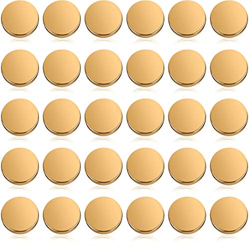 Chuangdi 30 Stücke Metall Flach Knopf Legierungsschaft Knopf Rund Geformt Nähknopf Metall Knopf für Frauen Anzug Wolle Mantel Hemd Hosen Nähen Handwerk (25 mm, Gold) von Chuangdi