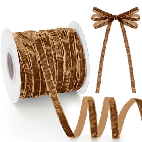 Chuangdi Kupfer-Samtband mit Holzspule, 0,95 cm x 40 m, luxuriöses Vintage-Kupfer-Samtband für DIY Weihnachtsbaumschmuck, Geschenkverpackung, Kranz, Dekoration, Urlaubsdekor, Schleifen Chuangdi Kupfer-Samtband mit Holzspule, 0,95 cm x 40 m, luxuriöses Vintage-Kupfer-Samtband für DIY Weihnachtsbaumschmuck, Geschenkverpackung, Kranz, Dekoration, Urlaubsdekor, Schleifen von Chuangdi