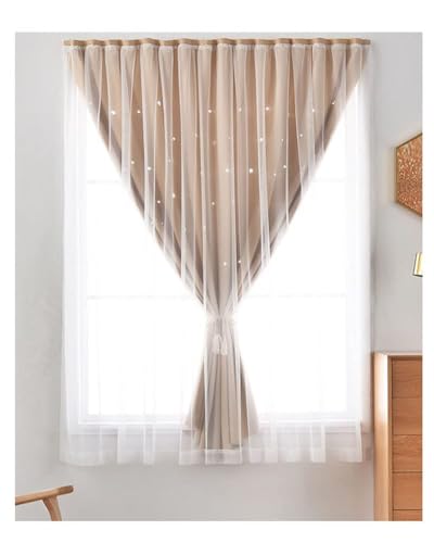 Chukamalilayi Nordischer Verdunkelungsvorhang, einfarbig, Fenstervorhänge, ausgeschnittener glitzernder Sternendruck, doppellagig, elegante Vorhänge mit Tüllschichten, für Kinderzimmer, Schlafzimmer, Chukamalilayi Nordischer Verdunkelungsvorhang, einfarbig, Fenstervorhänge, ausgeschnittener glitzernder Sternendruck, doppellagig, elegante Vorhänge mit Tüllschichten, für Kinderzimmer, Schlafzimmer, von Chukamalilayi