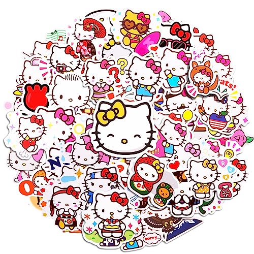 100 Stück Hello Kitty Sticker, Aufkleber Wasserfest, Sticker Jungen, Kinder Sanrio Sticker Set Mitgebsel Kindergeburtstag Gastgeschenke für Skateboards, Bottle, Tablets, Schultaschen, Türen von Chukua