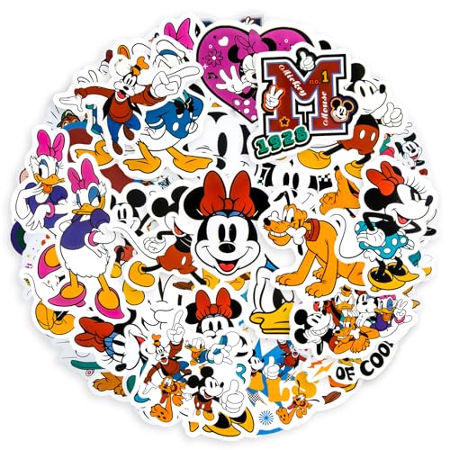 100 Stück Minnie Mouse Sticker, Mickey Mouse Aufkleber Sticker Wasserfest, Kawaii Sticker Mädchen, Sticker Set Kinder Kindergeburtstag für Skateboards, Bottle, Tablets, Schultaschen, Türen von Chukua