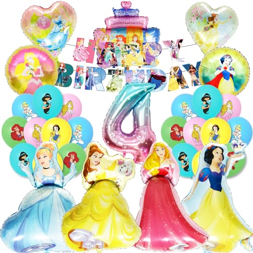 31 PCS Prinzessin Luftballons, Prinzessin Party-Dekorationen, 4 Prinzessin Folienballons, Latex-Ballons für Mädchen Prinzessin Geburtstag Party-Dekorationen, Prinzessin Themed Birthday Party Supplies von Chukua