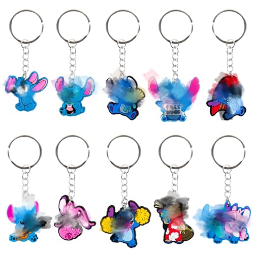 Chukua 10Pcs Schlüsselanhänger Kinder Figuren Key Ring Schlüsselringe Silikon Anime Schlüsselbund Anhänger für Geburtstag Party Mitgebsel Kindergeburtstag Dekoration Fans Spielzeug von Chukua