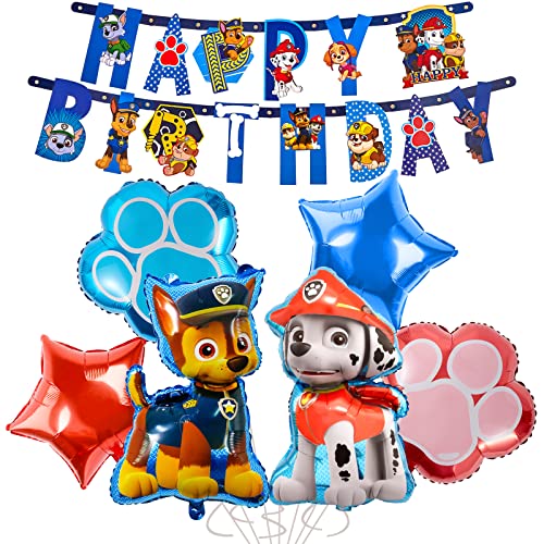 Chukua Dog Patrol Geburtstagsdeko Luftballon Girlande Geburtstag Deko Jungen Mädchen mit Skye Marshall Folienballons Paw Balloons Geburtstag Banner für Thema Kindergeburtstag Party Supplies Deko von Chukua