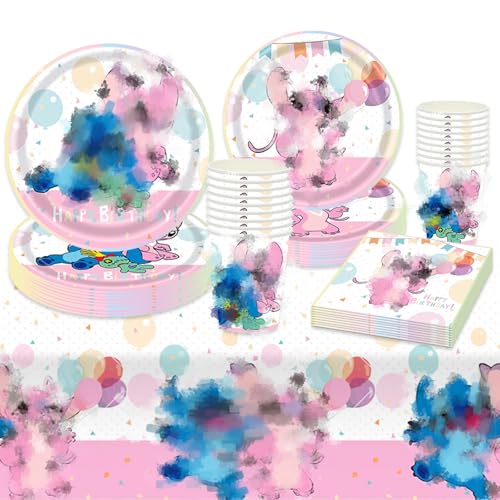 Chukua Pappteller Kindergeburtstag Deko Mädchen- Geburtstag Geschirr Tableware Set Geburtstagsdeko Partygeschirr Party Supplies Deko Tischdecke Servietten Teller Tassen Partyzubehör für 10 Gäste von Chukua