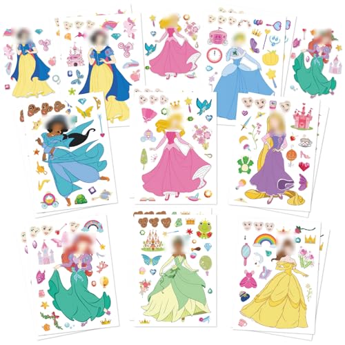 Chukua Sticker Prinzessin-16Pcs DIY Aufkleber Anime Personalisierte Stickers Deko- Kawaii Sticker Set Geschenk Give Aways Geburtstag Deko Gastgeschenke Party Mitgebsel für Laptop Skateboard Scrapbook von Chukua