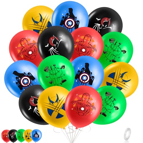 Chukua Superhelden Luftballons Geburtstag Deko- 16Pcs Avenger Latex Balloons Geburtstagsdeko für Super Hero Kindergeburtstag Ballon Party Supplies Deko Jungen Mädchen von Chukua