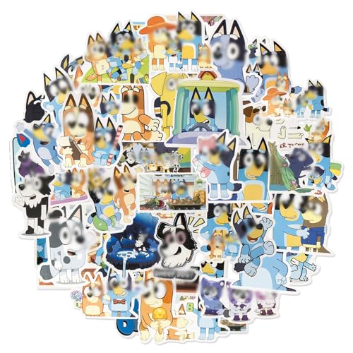 Dog StickeR Kinder Blue- Y 50PCS Vinyl Aufkleber Kawaii Sticker Set, Wasserfest Geschwollen Sticker Deko Kinder, Anime Geschenk Mitgebsel Kindergeburtstag für Laptop Skateboard Scrapbook Bottle von Chukua