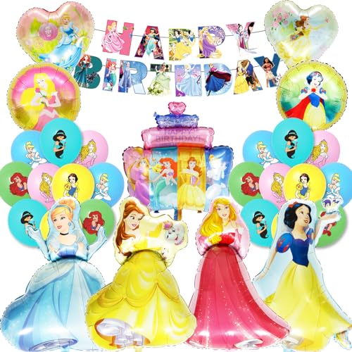 30 PCS Prinzessin Luftballons, Prinzessin Party Dekorationen, Prinzessin Folienballons, Latex-Ballons für Mädchen Prinzessin Geburtstag Party-Dekorationen, Prinzessin Themed Birthday Party Supplies von Chukua