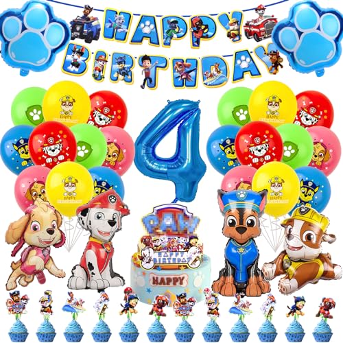 Paw Luftballon Geburtstag Deko 4 Jahre Jungen Mädchen -Hund Patrol Geburtstagsdeko 4 Jahr Ballon Deko 4. Geburtstag Folienballons Happy Birthday Girlande Cake Topper für Kindergeburtstag Party Deko Paw Luftballon Geburtstag Deko 4 Jahre Jungen Mädchen -Hund Patrol Geburtstagsdeko 4 Jahr Ballon Deko 4. Geburtstag Folienballons Happy Birthday Girlande Cake Topper für Kindergeburtstag Party Deko von Chukua