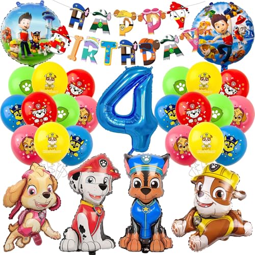 Paw Luftballon Geburtstag Deko 4 Jahre Jungen Mädchen - Hund Patrol Geburtstagsdeko 4 Jahr Skye Marshall Chase Rubble Ballon Deko 4. Geburtstag Happy Birthday Girlande für Kindergeburtstag Party Deko Paw Luftballon Geburtstag Deko 4 Jahre Jungen Mädchen - Hund Patrol Geburtstagsdeko 4 Jahr Skye Marshall Chase Rubble Ballon Deko 4. Geburtstag Happy Birthday Girlande für Kindergeburtstag Party Deko von Chukua