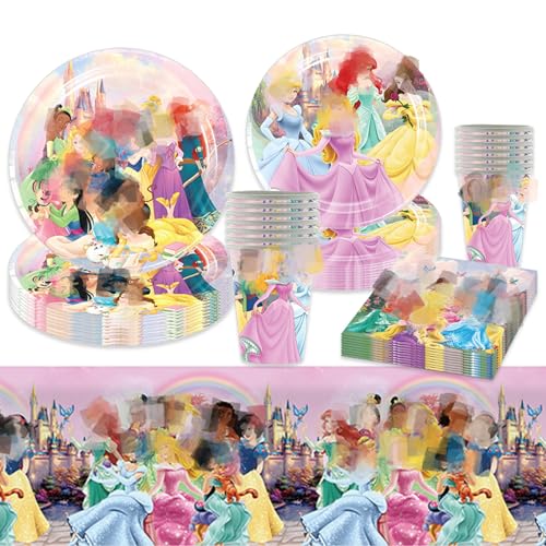 Prinzessin Pappteller Kindergeburtstag Deko Mädchen- 51Pcs Rosa Prinzessin Geburtstag Geschirr Set Prinzessin Geburtstagsdeko Partygeschirr Party Deko Tischdecke Servietten Teller und Becher 10 Gäste Prinzessin Pappteller Kindergeburtstag Deko Mädchen- 51Pcs Rosa Prinzessin Geburtstag Geschirr Set Prinzessin Geburtstagsdeko Partygeschirr Party Deko Tischdecke Servietten Teller und Becher 10 Gäste von Chukua