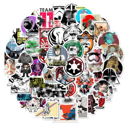 Star Krieg StickeR Kinder- 50Pcs Sterne Wars Vinyl Aufkleber Kawaii Sticker Set, Wasserfest Geschwollen Sticker Deko Stickers Geschenk Mitgebsel Kindergeburtstag für Laptop Skateboard Scrapbook Bottle von Chukua