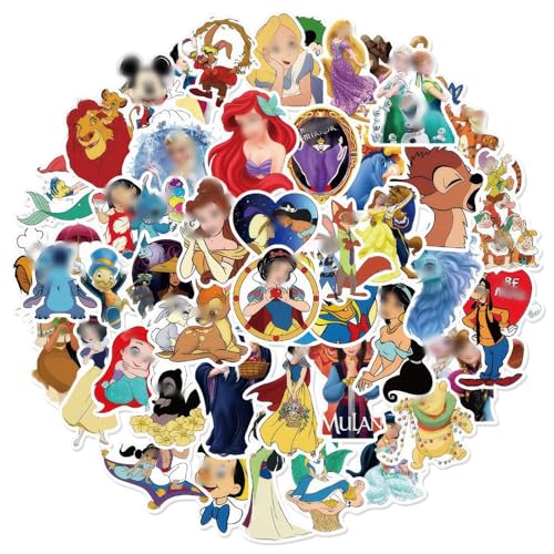 StickeR Kinder Mädchen- 50Pcs Prinzessin Vinyl Aufkleber Kawaii Sticker Set, Wasserfest Geschwollen Sticker Deko, Cute Anime Geschenk Mitgebsel Kindergeburtstag für Laptop Skateboard Scrapbook Bottle von Chukua