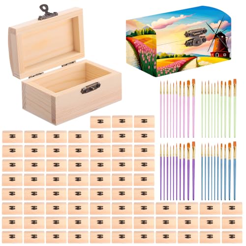 Chumia 72 Stück unlackierte Holzkisten mit Pinseln, kleine Holzkisten, kleine Schatztruhe mit Deckel und Verschluss, Holz-Aufbewahrungsbox für DIY, Babyparty, Piraten-Dekor, 8,9 x 5,6 x 4,6 cm Chumia 72 Stück unlackierte Holzkisten mit Pinseln, kleine Holzkisten, kleine Schatztruhe mit Deckel und Verschluss, Holz-Aufbewahrungsbox für DIY, Babyparty, Piraten-Dekor, 8,9 x 5,6 x 4,6 cm von Chumia