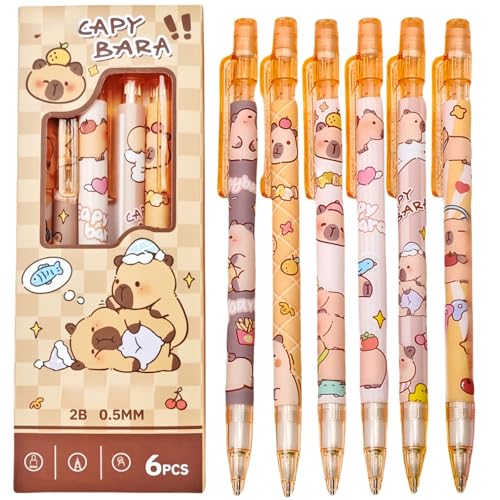 Niedliches Druckbleistift-Set mit Radiergummi, Cartoon-Capybara-Druckbleistift mit Radiergummi, Tier-Druckbleistift, Geschenk für Damen und Herren, nachfüllbar, Geschenke zum Schreiben, Zeichnen von ChunBin