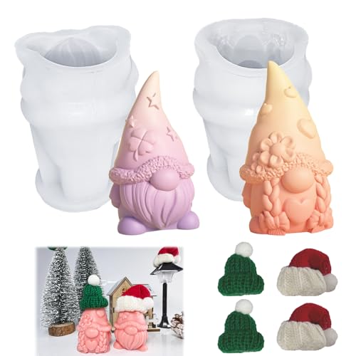 Silikonformen Gießformen mit 4 Stück Mini-Weihnachtsmütze, Silikonform Wichtel, Kerzenformen Silikon 3D Geschenk Silikonform Weihnachten Figuren für Dekorative Silikonformen Gießformen mit 4 Stück Mini-Weihnachtsmütze, Silikonform Wichtel, Kerzenformen Silikon 3D Geschenk Silikonform Weihnachten Figuren für Dekorative von ChunDA