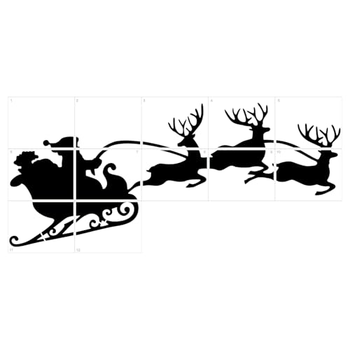 Chunful 135 cm große Weihnachtsschlitten-Schablonen zum Bemalen, riesige, wiederverwendbare Weihnachtswandschablone für Garten, Holzzaun, Garagentore, Urlaub, DIY, Heimdekoration Chunful 135 cm große Weihnachtsschlitten-Schablonen zum Bemalen, riesige, wiederverwendbare Weihnachtswandschablone für Garten, Holzzaun, Garagentore, Urlaub, DIY, Heimdekoration von Chunful