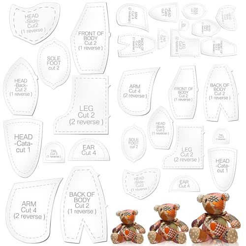 Chunful 30 Stück Memory Bear Schnittmuster Acryl Vorlage Lineal Set Stofftier Quilten Vorlage Schneiden mit Anleitung Großes Schnittmuster für Anfänger Kunst Handwerk Werkzeuge Zuhause, 25,4 cm, 30,5 Chunful 30 Stück Memory Bear Schnittmuster Acryl Vorlage Lineal Set Stofftier Quilten Vorlage Schneiden mit Anleitung Großes Schnittmuster für Anfänger Kunst Handwerk Werkzeuge Zuhause, 25,4 cm, 30,5 von Chunful