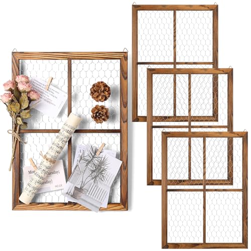 Chunful 4 Stück Hühnerdraht-Holzrahmen, unlackierter Holz-Fensterrahmen mit Hühnerdrahtgeflecht für Bastelarbeiten, Fotos, Schmuck, Dekoration (kaffeebraun, außen 40,6 x 30,5 cm, innen 38,1 x 27,9 cm) Chunful 4 Stück Hühnerdraht-Holzrahmen, unlackierter Holz-Fensterrahmen mit Hühnerdrahtgeflecht für Bastelarbeiten, Fotos, Schmuck, Dekoration (kaffeebraun, außen 40,6 x 30,5 cm, innen 38,1 x 27,9 cm) von Chunful