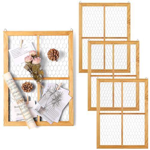 Chunful 4 Stück Hühnerdraht-Holzrahmen, unlackierter Holz-Fensterrahmen mit Hühnerdrahtgeflecht für Bastelarbeiten, Fotos, Schmuckdekoration (natürliches Holz, außen 40,6 x 30,5 cm, innen 38,1 x 27,9 Chunful 4 Stück Hühnerdraht-Holzrahmen, unlackierter Holz-Fensterrahmen mit Hühnerdrahtgeflecht für Bastelarbeiten, Fotos, Schmuckdekoration (natürliches Holz, außen 40,6 x 30,5 cm, innen 38,1 x 27,9 von Chunful