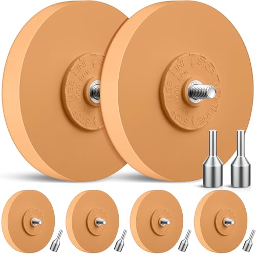 Chunful 6 Stück 10,2 cm Aufkleber-Entferner, Rad-Werkzeug-Set, Klebstoffentferner, Werkzeug mit Bohrdorn-Adapter, Aufkleber-Rad für Vinyl-Aufkleber, Klebebandrückstände für DIY-Auto-Garagenprojekte von Chunful