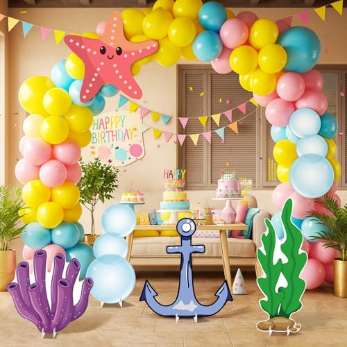 Chunful 6 Stück große Ozean-Themen-Party-Dekorationsset, 61 cm, übergroße Requisiten unter dem Meer, Steh-Dekorationen, Sommerparty, Urlaubsdekoration mit Anker, Seestern, Seetang für Geburtstag und Chunful 6 Stück große Ozean-Themen-Party-Dekorationsset, 61 cm, übergroße Requisiten unter dem Meer, Steh-Dekorationen, Sommerparty, Urlaubsdekoration mit Anker, Seestern, Seetang für Geburtstag und von Chunful