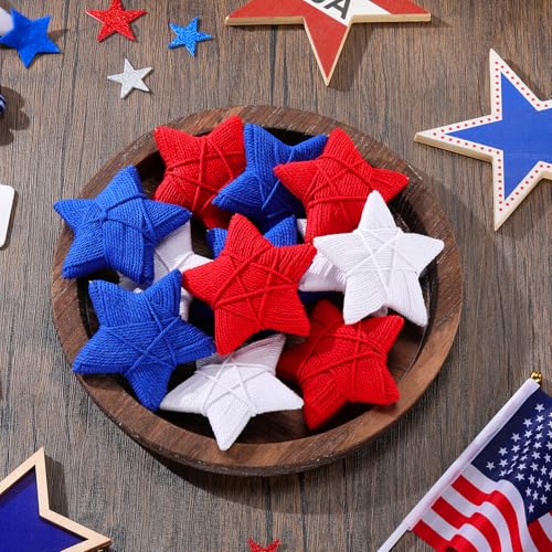 Chunful Patriotische Stern-Ornamente zum 4. Juli, garnumwickelte hängende Sterne, Dekorationen, Gedenktag, rot, weiß, blau, handgefertigt, Vase, Schüssel, Füller, Tischaufsätze für Unabhängigkeitstag Chunful Patriotische Stern-Ornamente zum 4. Juli, garnumwickelte hängende Sterne, Dekorationen, Gedenktag, rot, weiß, blau, handgefertigt, Vase, Schüssel, Füller, Tischaufsätze für Unabhängigkeitstag von Chunful