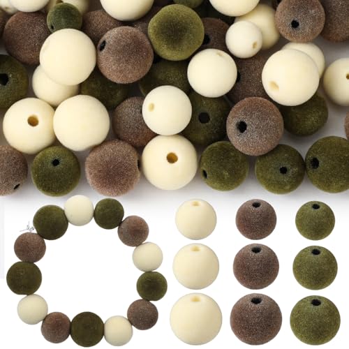Chunful Samt-Perlen für Weihnachten, zum Basteln, Beflockung, Abstandshalter, 10 mm, 14 mm, 16 mm, Grün, Braun, Weiß, Ornament, mehrfarbige Samtperlen für Weihnachtsbaum, Armband, Halskette Chunful Samt-Perlen für Weihnachten, zum Basteln, Beflockung, Abstandshalter, 10 mm, 14 mm, 16 mm, Grün, Braun, Weiß, Ornament, mehrfarbige Samtperlen für Weihnachtsbaum, Armband, Halskette von Chunful