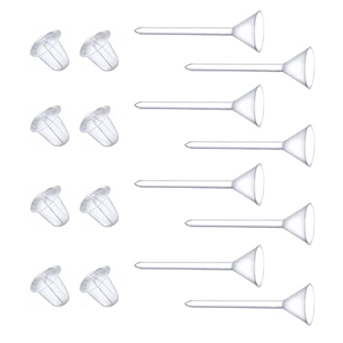 Transparente Silikon-Ohrringe für Sport, 300 Paar transparente Kunststoff-Ohrstecker und Ohrring-Verschlüsse, 5 mm Becherkopf von Chunney