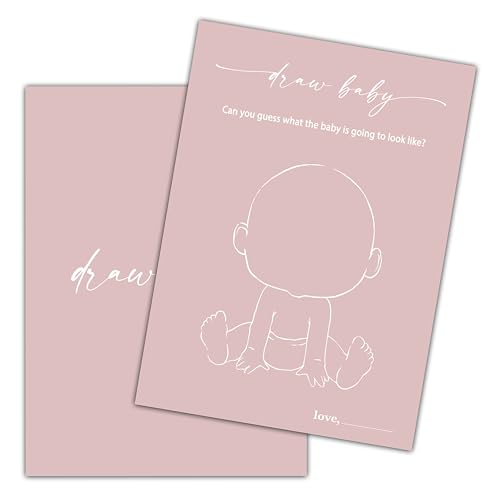 Blush Pink Babyparty-Spiel, Zeichnen von Babyspielkarten, Geschlechtsoffenbarung, Partyspiel, Babyparty-Aktivitäten und Dekorationen, 25 Spielkarten (B07) von Chuxvon
