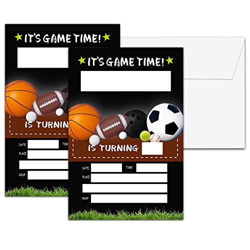 Chuxvon Geburtstagsparty-Einladungen, Sport Geburtstag Einladungen für Jungen, Ball Thema Fill In Einladungen, All Star Sport Geburtstag Party Supplies Dekorationen, 20 Karten mit 20 Umschlägen (B07) Chuxvon Geburtstagsparty-Einladungen, Sport Geburtstag Einladungen für Jungen, Ball Thema Fill In Einladungen, All Star Sport Geburtstag Party Supplies Dekorationen, 20 Karten mit 20 Umschlägen (B07) von Chuxvon