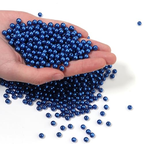 Chuyau 1000 Stück blaue 6 mm Perlen mit Loch, runde Perlen zum Basteln, lose Perlen zur Schmuckherstellung, künstliche Perlen für Armbänder, Halsketten, Ohrringe, Schlüsselanhänger, Zubehör, DIY Chuyau 1000 Stück blaue 6 mm Perlen mit Loch, runde Perlen zum Basteln, lose Perlen zur Schmuckherstellung, künstliche Perlen für Armbänder, Halsketten, Ohrringe, Schlüsselanhänger, Zubehör, DIY von Chuyau